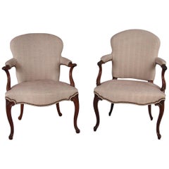 Two Similar Mahogany Georgian Style Armchairs in the French Hepplewhite Taste