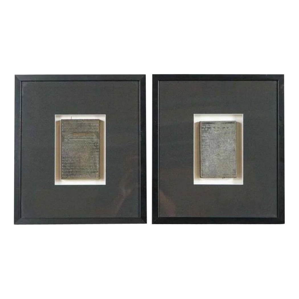 Pair of Arabic Writings Framed in Modern Black Frames For Sale