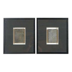 Vintage Pair of Arabic Writings Framed in Modern Black Frames