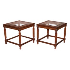 Gorgeous Pair of Regency Style Glass Top Side End Tables