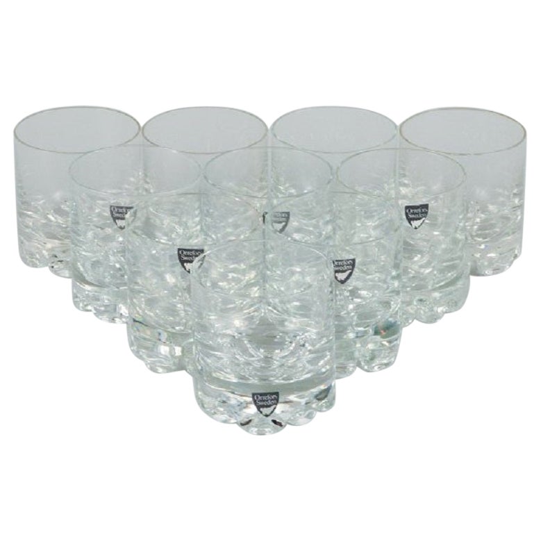 Orrefors. Swedish art glass. Un juego de 10 vasos de whisky.