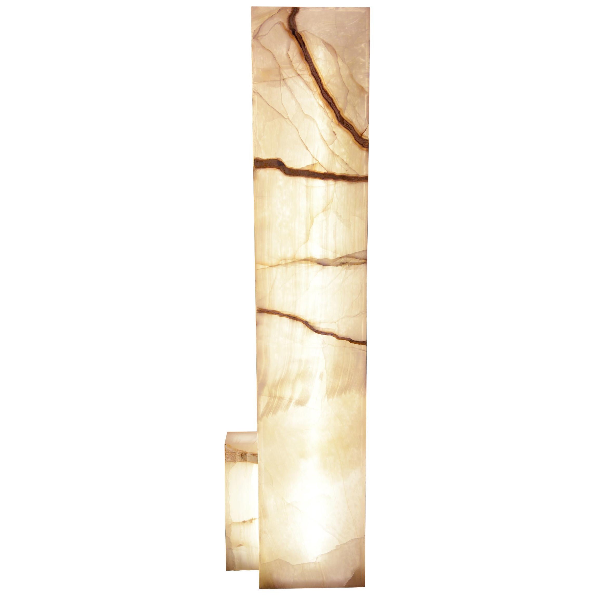Onyx Polished Totem Floor Lamp For Sale