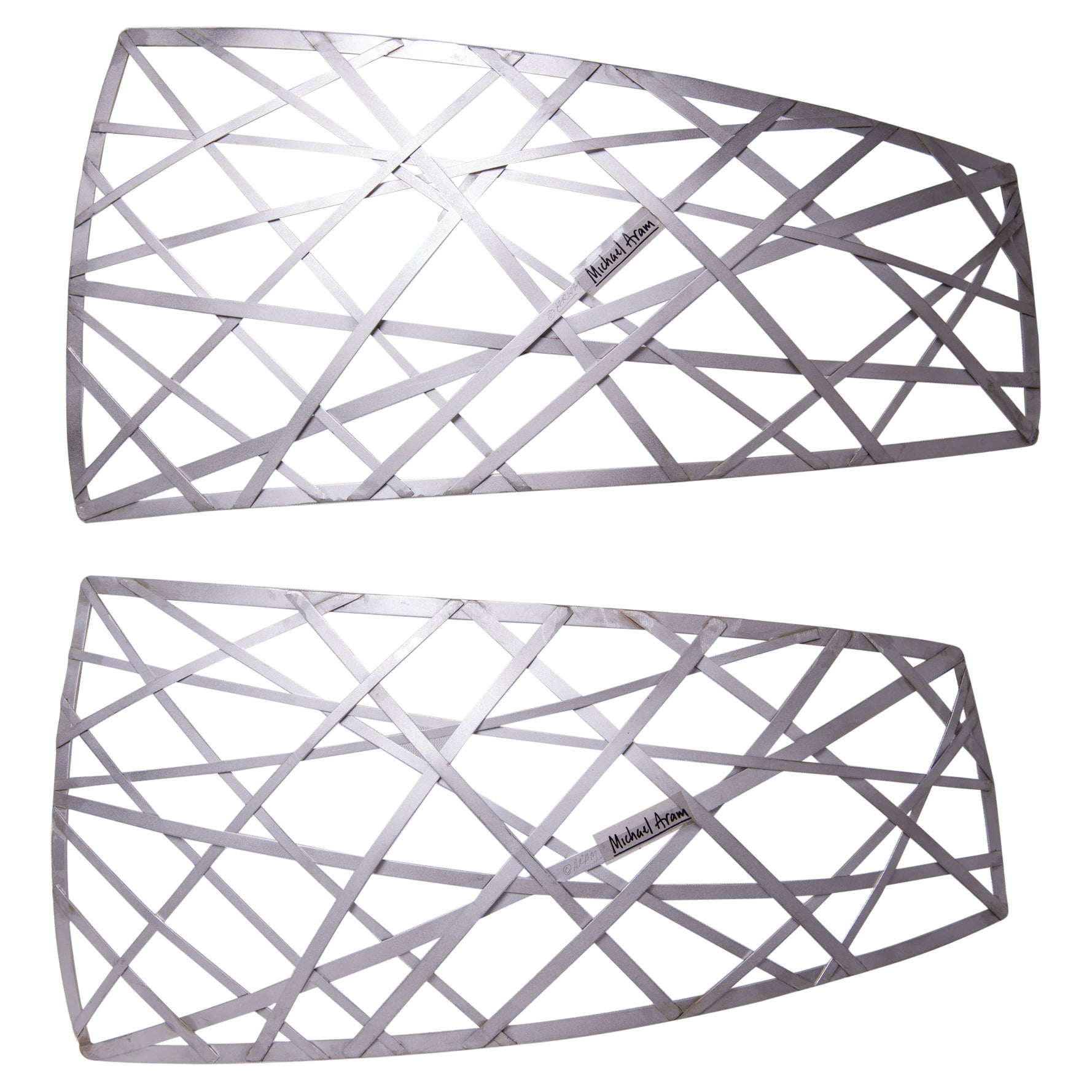 Pair of Trays Criss Cross by M.Aram  For Sale