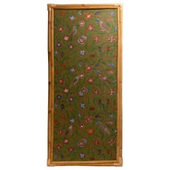 1970s, Painting on Canvas with Bamboo Frame, Birds and Flowers