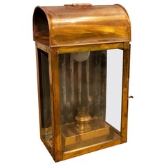 1950s, English Copper Oil Lantern with Glass and Mirror