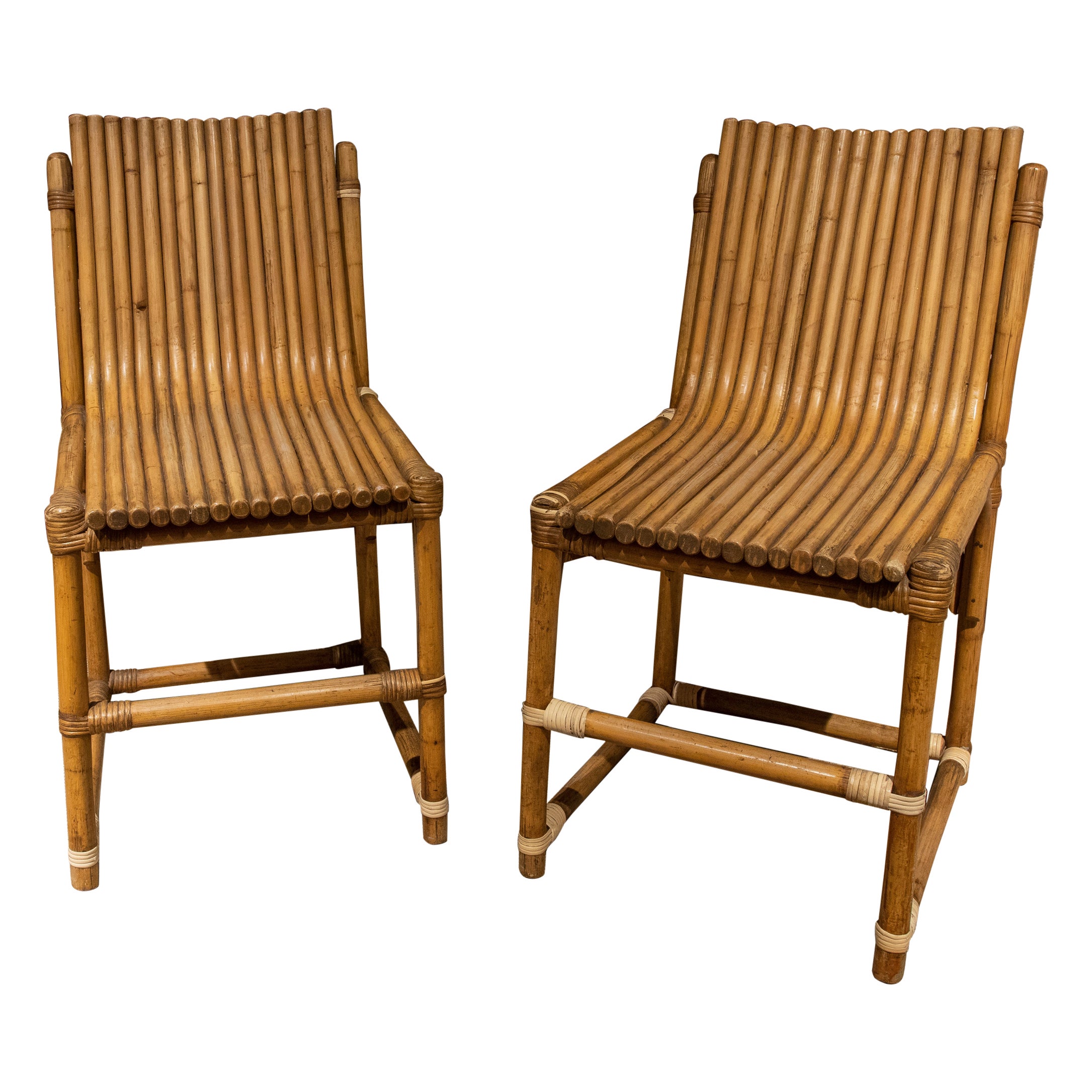 1950s, Spanish Pair of Bamboo Chairs