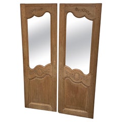 Pair French Bleached Oak Door Mirrors