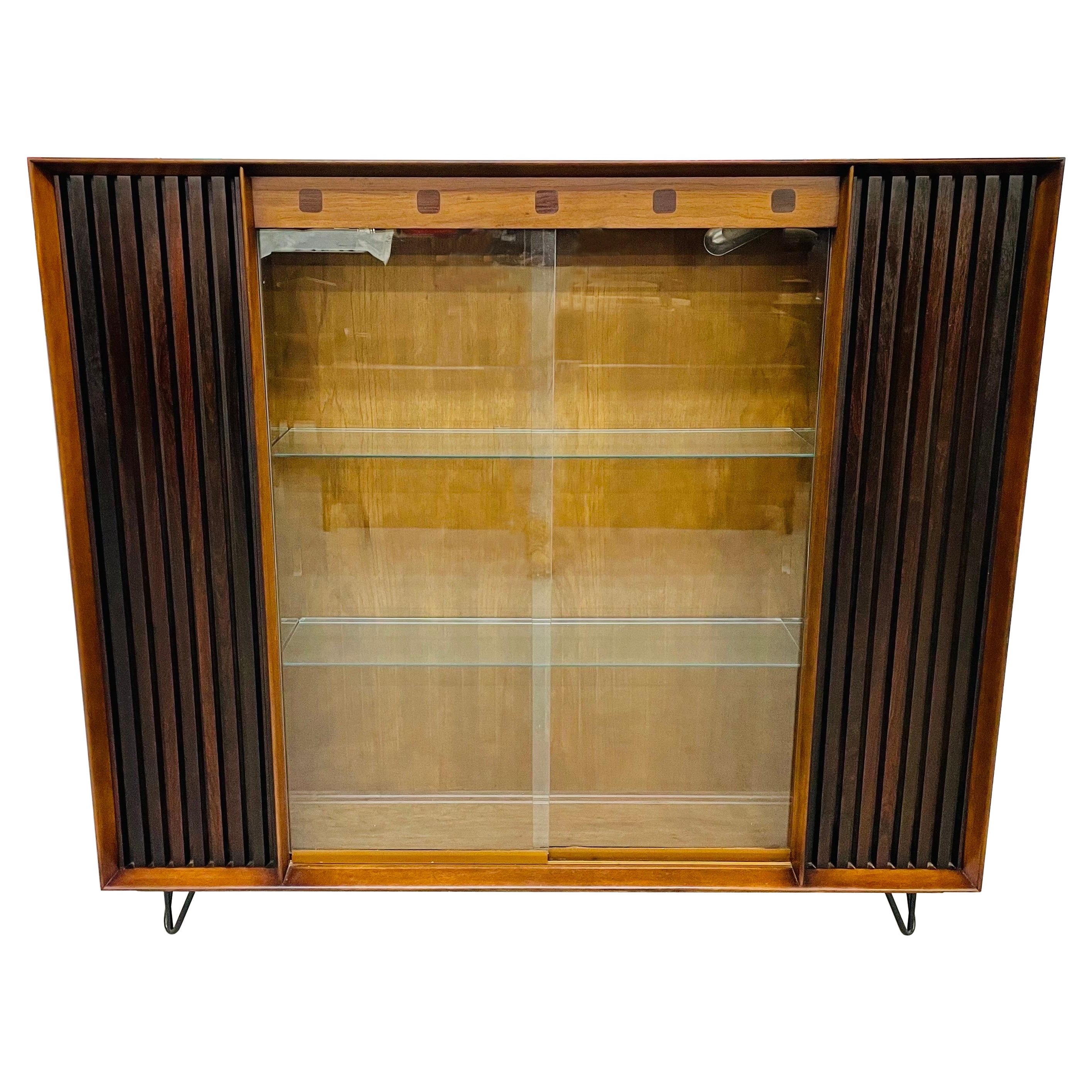 MidCentury Lane Walnut and Rosewood Display Case at 1stDibs
