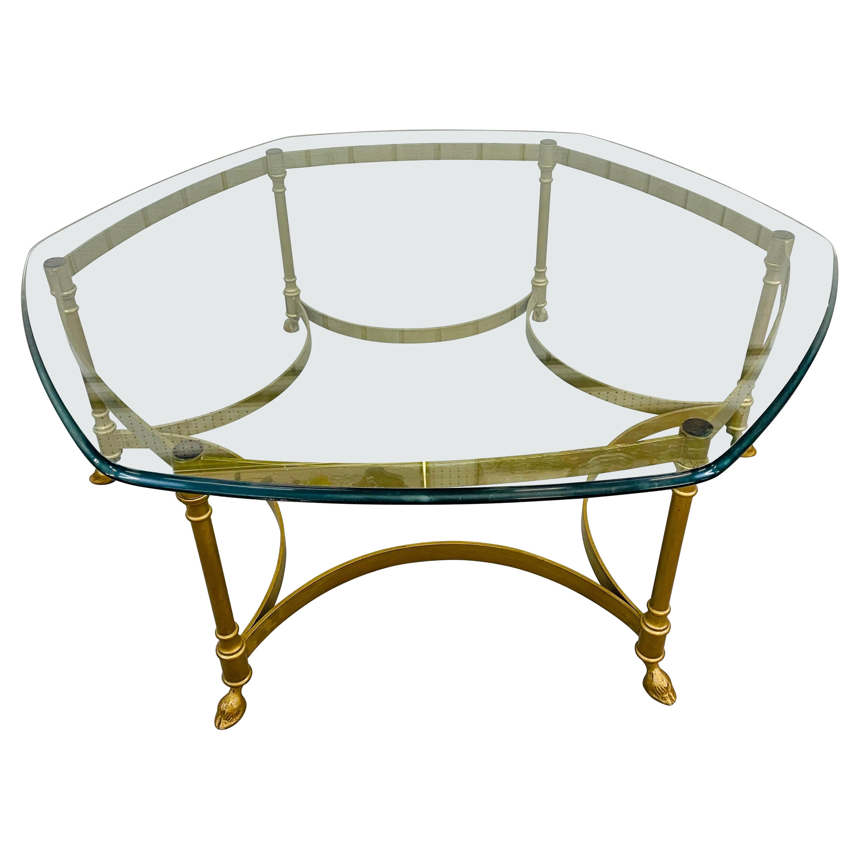 French Vintage Lucite, Brass and Glass Coffee Table at 1stDibs