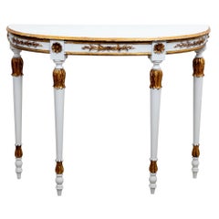Louis XVI Style Painted Gilt Demi Lune Table or Console