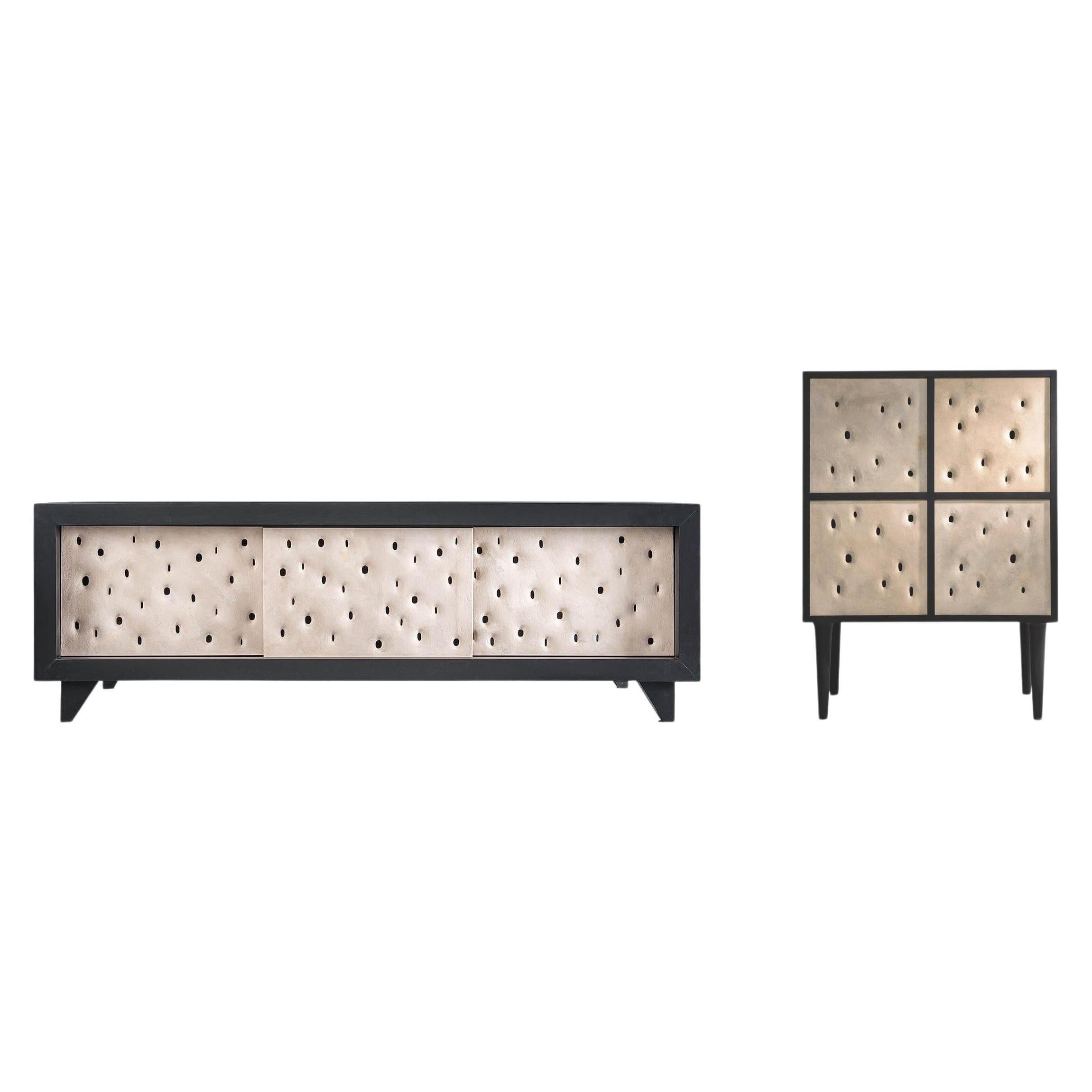 Set of 2 Ceramic Contemporary Cabinets by FAINA For Sale