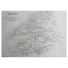 Mapa original antiguo de Irlanda - Kerry. C.1840