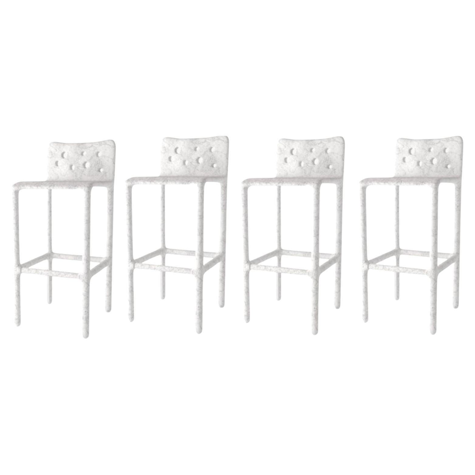 Set of 4 Outdoor White Sculpted Contemporary Chairs by Faina For Sale