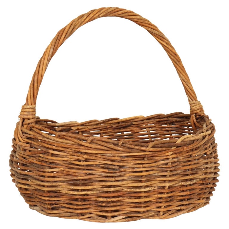 Woven Wicker Shopping Basket For Sale at 1stDibs