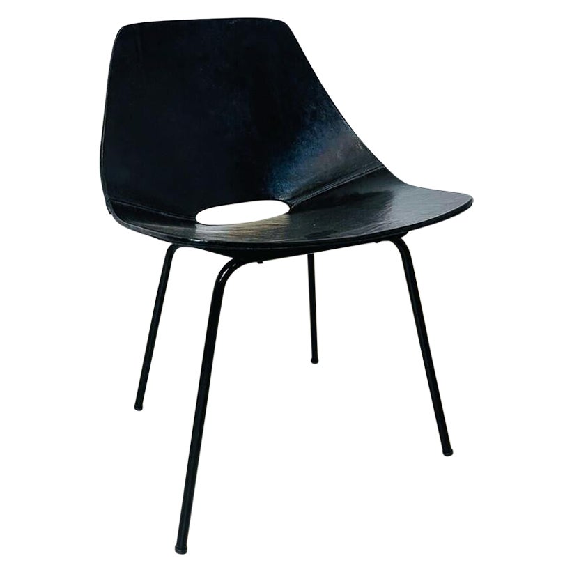 Black Tonneau Chair by Pierre Guariche, 1950s
