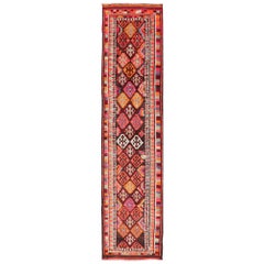 Turkish Geometric Kurdish Design Vintage Runner With All-Over Tribal Design