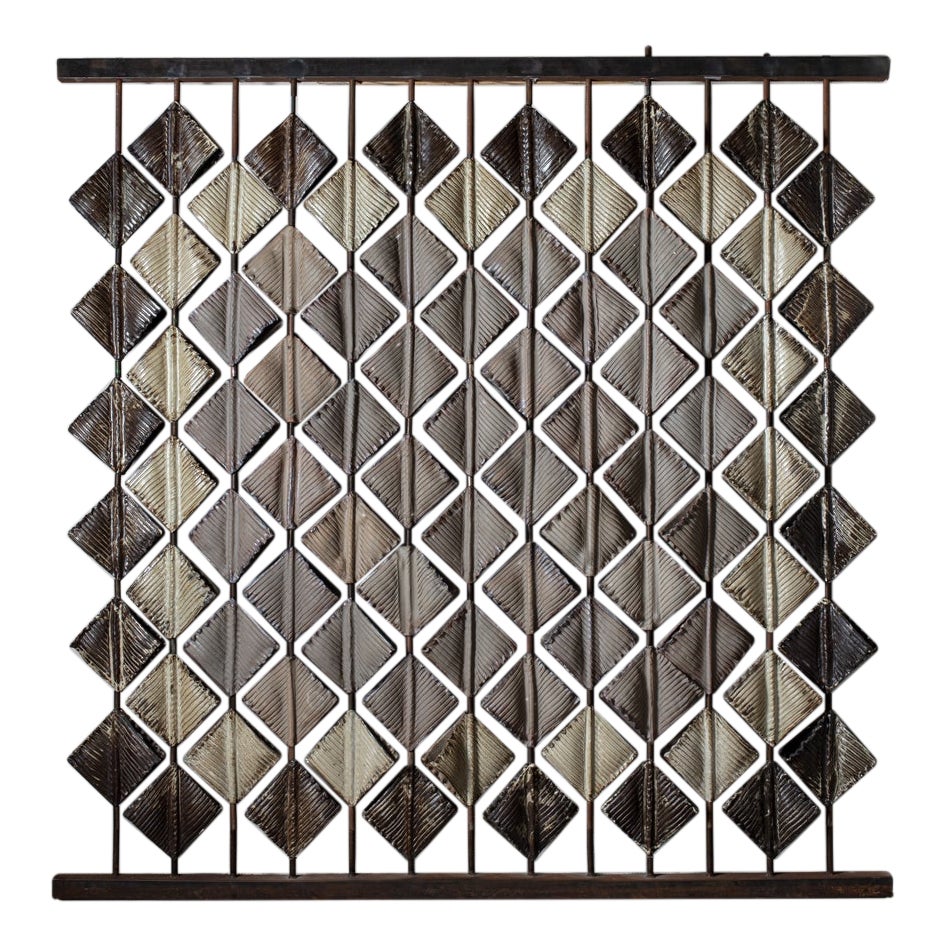 Large Glazed Stoneware Screen Composed of 84 Modular Elements, Anne Barrès, 2010 For Sale