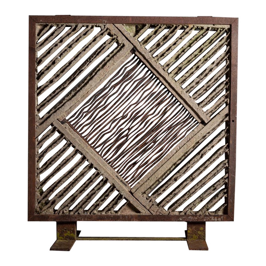 Stoneware and Steel Screen, Anne Barrès, circa 2000 For Sale