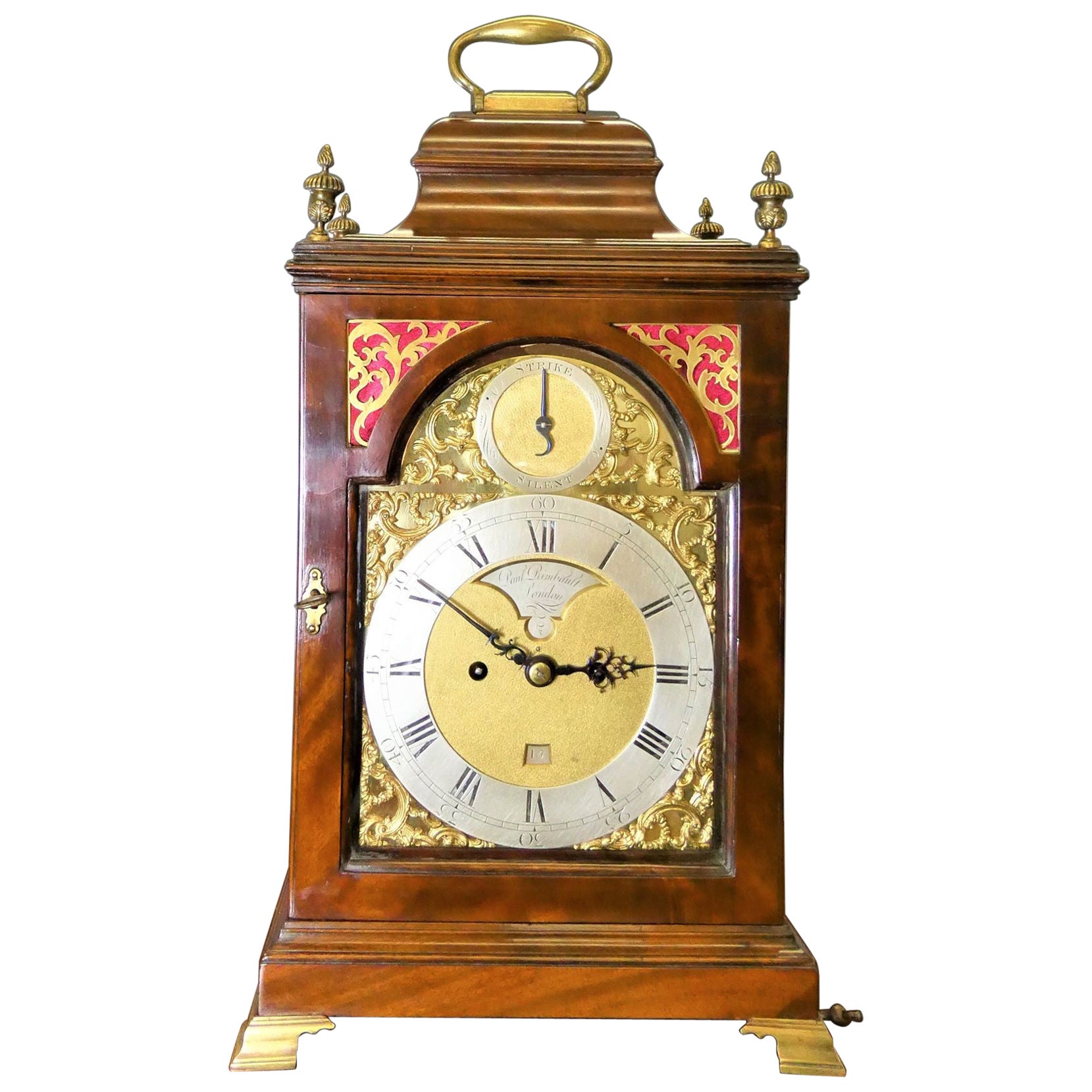 George III Mahogany Bell Top Bracket Clock by Paul Rimbault, London For Sale