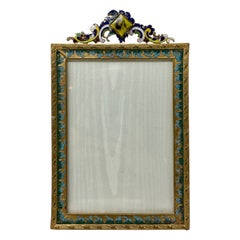 Antique French Bronze D' Ore Picture Frame with Polychrome Enamel, Circa 1890