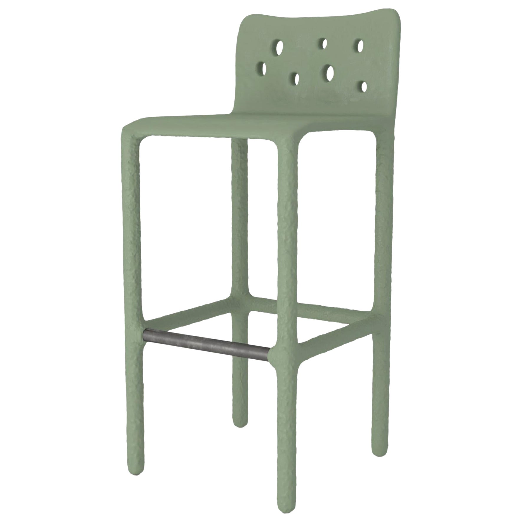 Chaise contemporaine d'extérieur sculptée verte par Faina