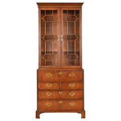 Vintage Henredon Georgian Mahogany Breakfront Bookcase Bureau with Drop Front Desk