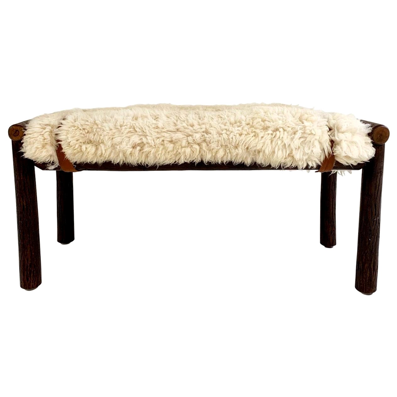 Forsyth x Old Hickory Butte Bench with Custom California Sheepskin Cushion