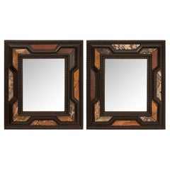 Pair Of Italian 19th Century Florentine St. Ebonized Fruitwood And Marble Mirror