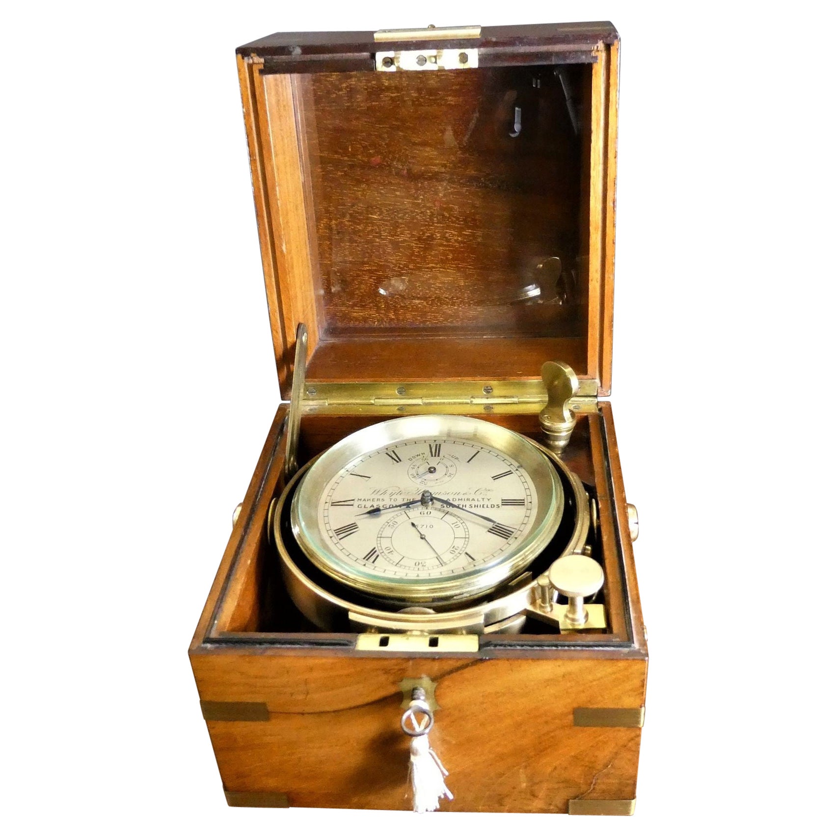 Marine-Chronometricometer mit zwei Tagen von Whyte, Thompson & Co, Glasgow und South Sheilds im Angebot