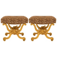 Pair Of Italian 19th Century Louis XV St. Giltwood Benches