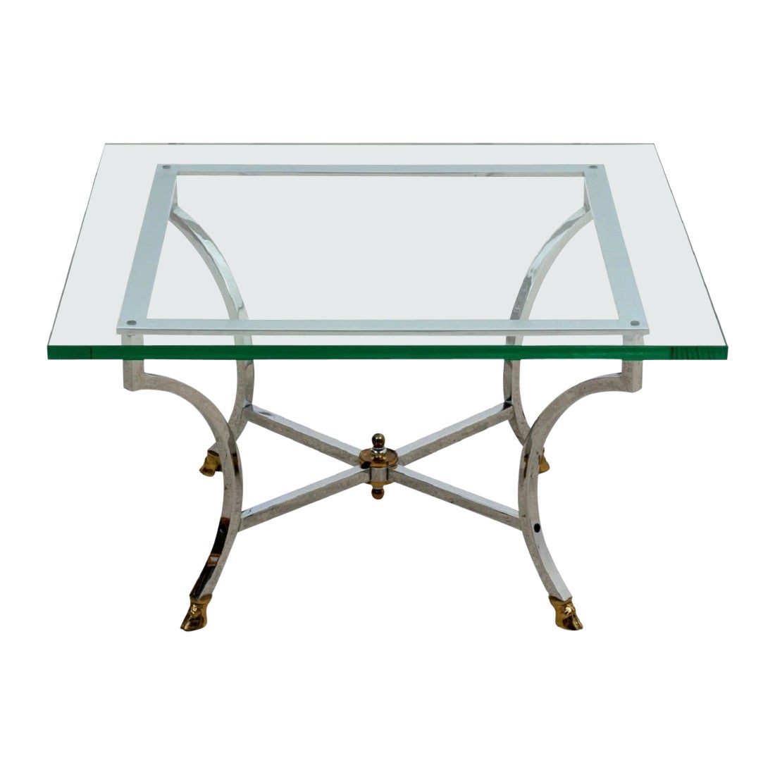 Chrome and Brass Maison Jansen Style Coffee Table