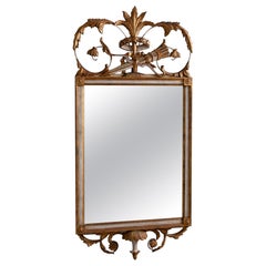 Vintage Gilt Wood Framed Mirror with Fancy Crest