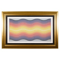 Jurgen Peters Rainbow Waves 1981 Op Art Modern Signé Lithographie 106/250 Encadrée