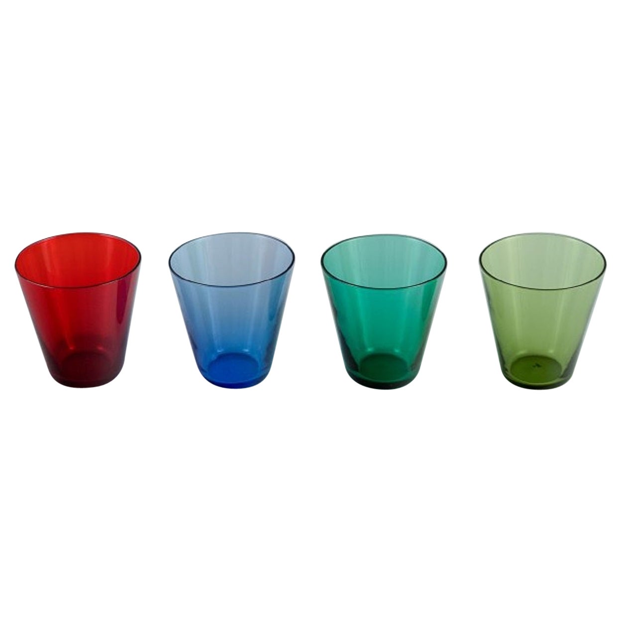 Lennart Rosén for Reijmyre, Four Colored "Lorry" Vodka Glasses