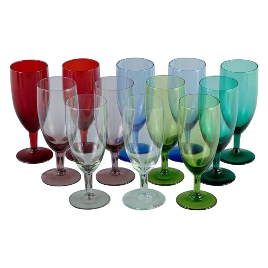 Lennart Rosén for Reijmyre, Twelve Colored "Lorry" Wine Glasses For Sale
