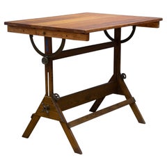 Used Dietzgen Drafting Table/Dining Table/Desk with Army Green Brackets C.1930