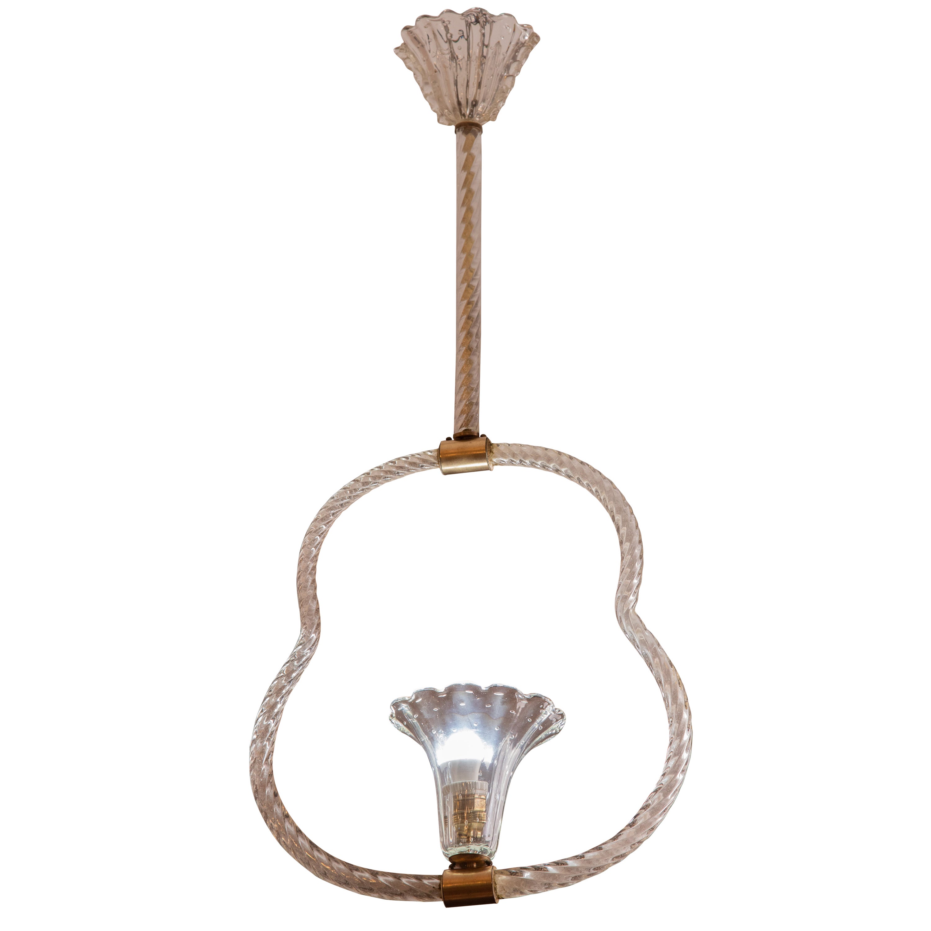 Lampe à suspension vintage en verre de Murano, « Bullicante Glass », 1950 en vente