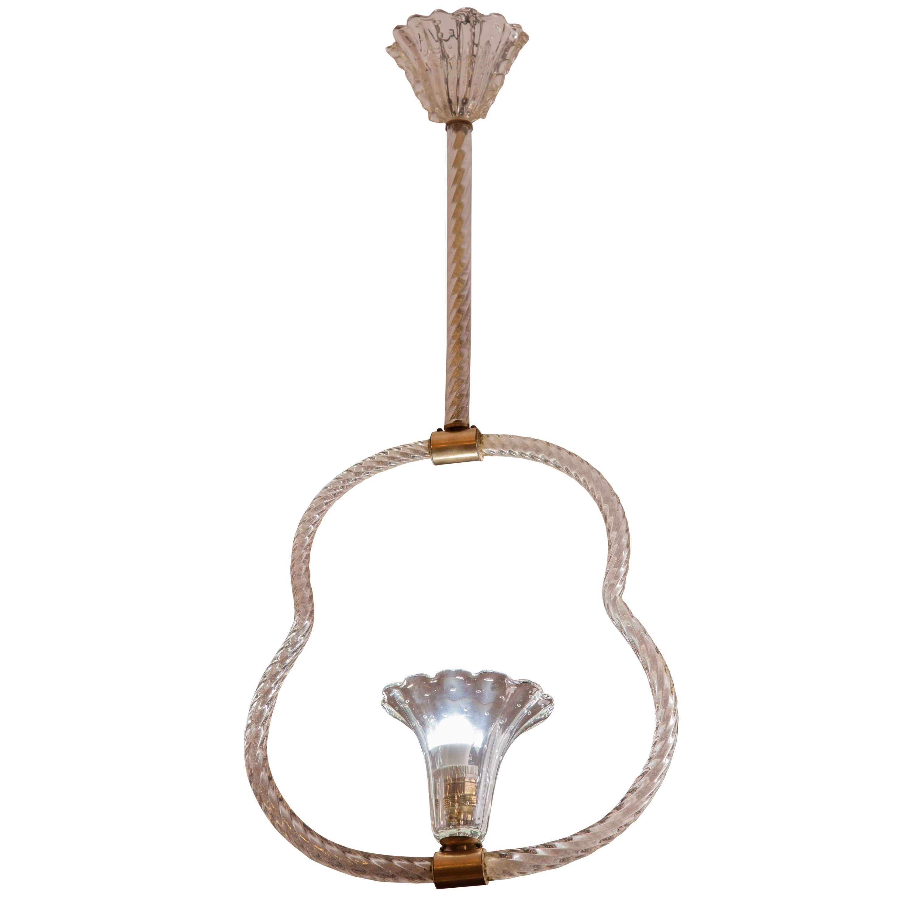 Vintage Murano Pendant Light, "Bullicante Glass" 1950