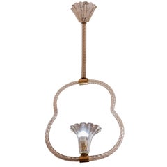 Lampe à suspension vintage en verre de Murano, « Bullicante Glass », 1950