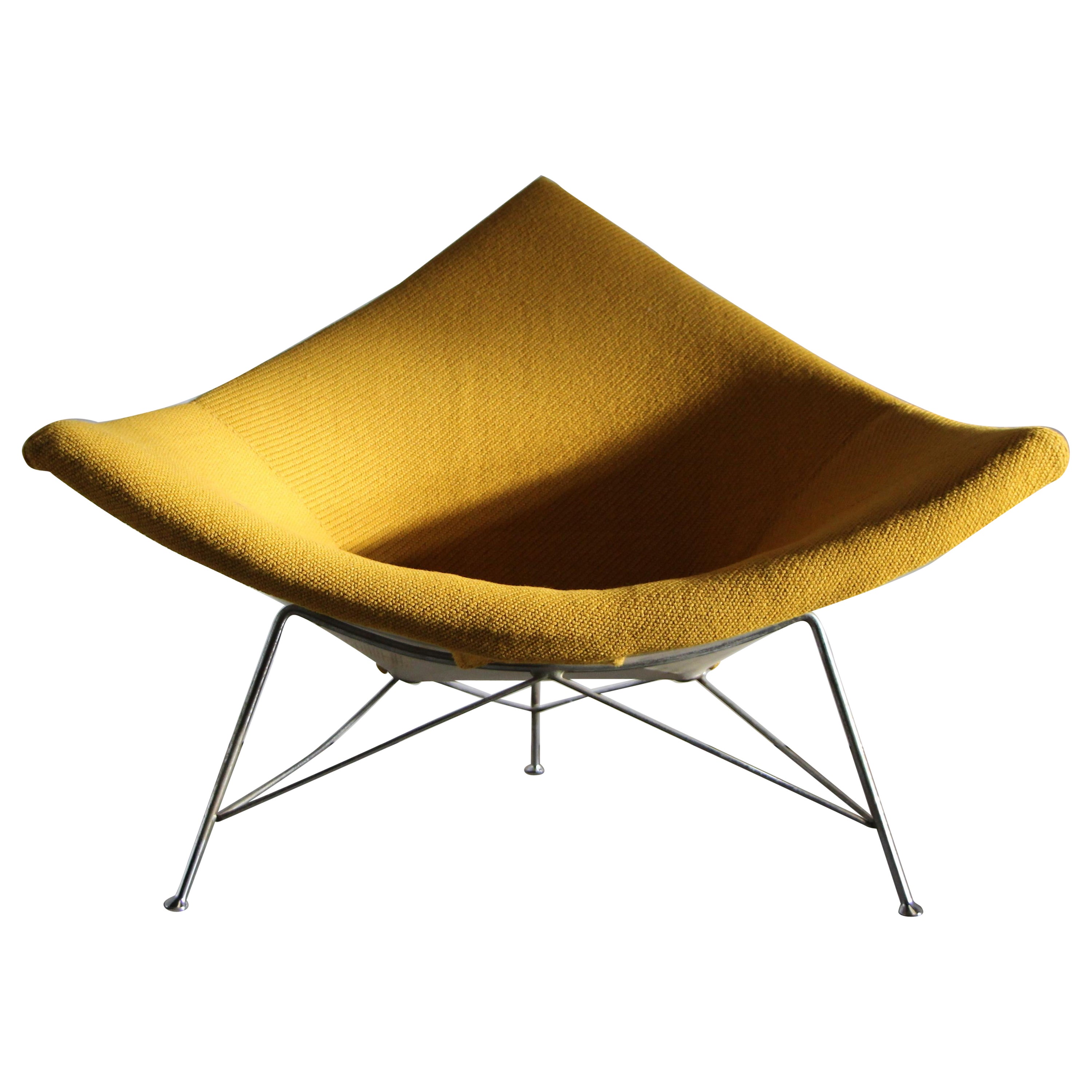 George Nelson, 1st Edition “Coconut” Chair in Mustard Wool, 1950s