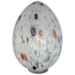 1295 Murano Hand Blown Murrina White Egg Lamp, White Edition