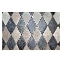 Used Carrara Marble Floor with Symmetrical Rhombus Early 20th Century