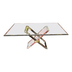 Solid Acrylic Designer Dining Table with Solid Glass Top