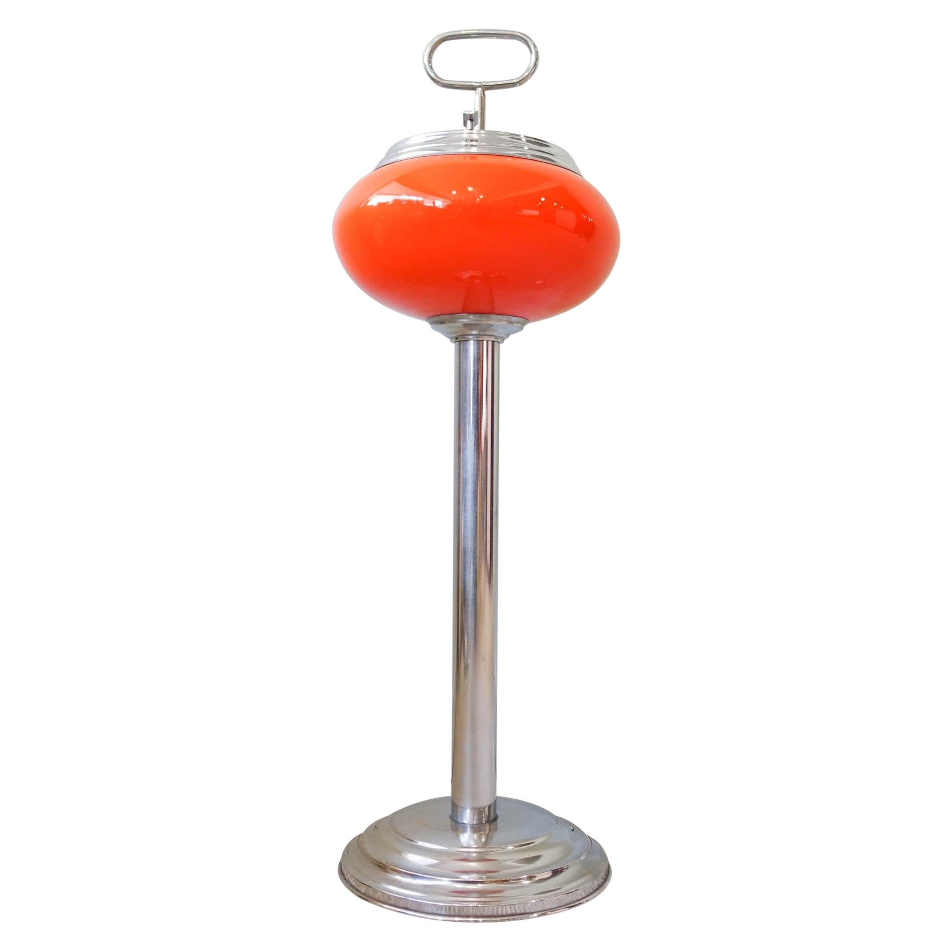 60’s Orange Portuguese Opaline Glass Ashtray Floor Lamp