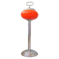 Vintage 60’s Orange Portuguese Opaline Glass Ashtray Floor Lamp