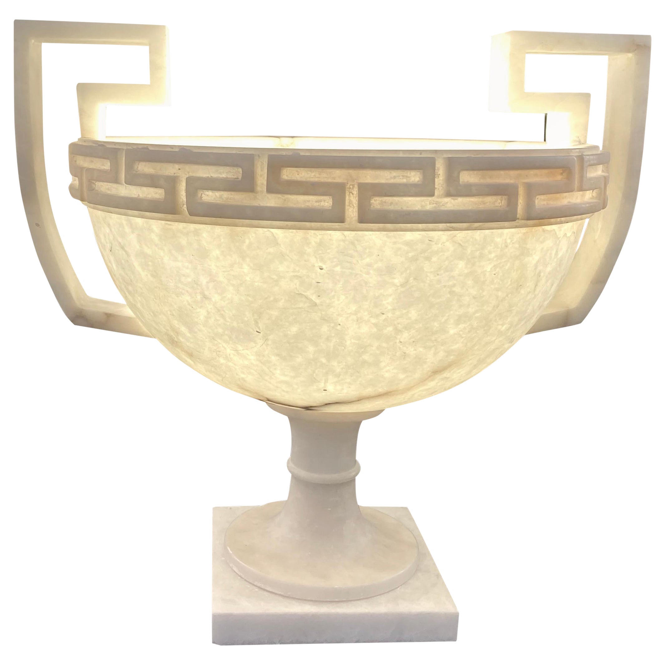 Elegante Vase oder Tischleuchte aus Alabaster-Marmor im neoklassischen Stil im Angebot