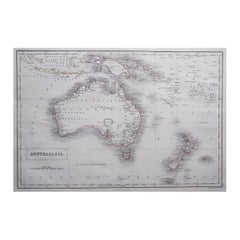 Large Original Antique Map of Australia by Sidney Hall, 1847