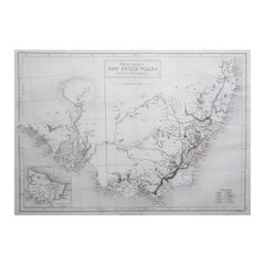 Large Original Antique Map of New South Wales, Australia by Sidney Hall, 1847