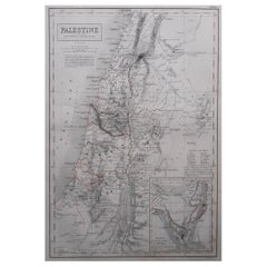 Large Original Antique Map of Israel by William Hughes, 1847