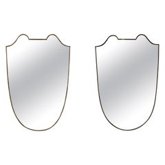 Pair of Brass Shield Mirrors